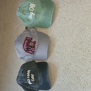 Set of 4 Womens hats with pony tail loops. MOM Baseball caps-4 total